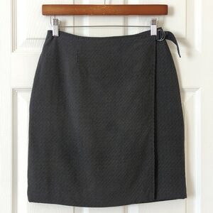 Express 90's Vintage Micro Polka Dot Silk High Waisted Mini Wrap Skirt Black 5/6